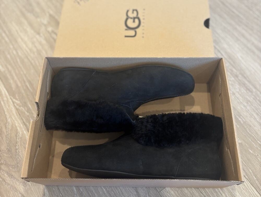 UGG Australia W Nernie Fur Fashion Women's Slippers Black Size 9 NEW IN BOX